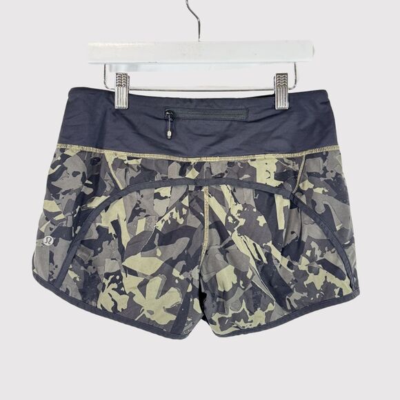 Lululemon Womens Short Green Speed Camouflage Athletic Running Stretch Size 4 - Picture 3 of 10